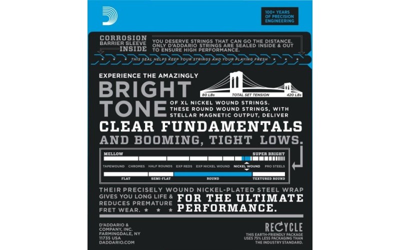 D'ADDARIO ESXL170  - струны для безголовой бас-гитары